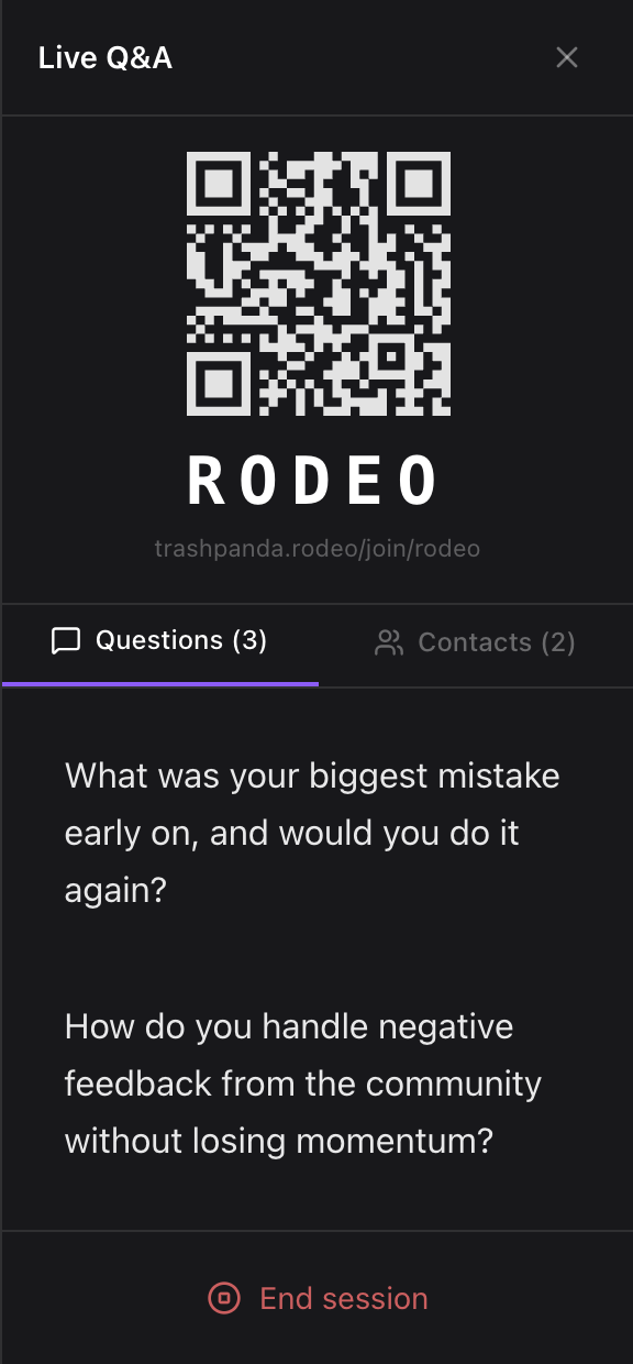 Audience questions, right there
